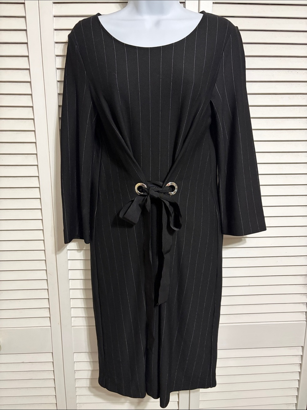 Massimo Dutti Black Pinstriped Dress